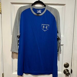 Under Armour Shirt Men 2XL Baseball Team Base Layer Performance Training UA Blue